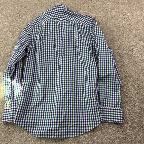 Charles Tyrwhitt Mens Small Blue Green Gingham Check Button Down Shirt Slim Fit - Picture 6 of 6